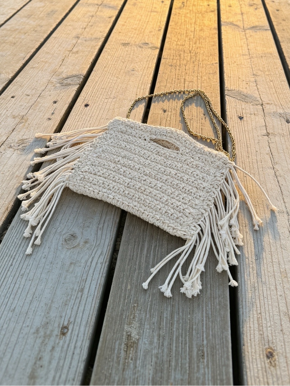 Macramé Fringe Bag – 100% Cotton – Boho Crossbody